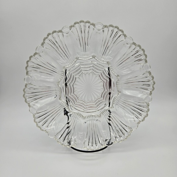 Anchor Hocking Other - VTG Anchor Hocking Oyster‎ Plate Clear Glass Deviled Egg Scalloped Grandmacore